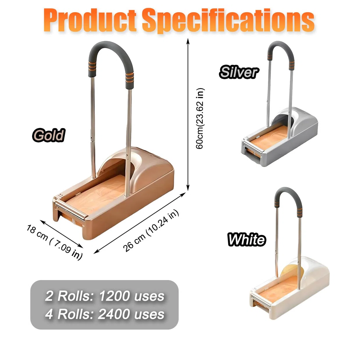Lot de 1200 couvre-chaussures jetables avec support de main, design antidérapant pour la maison, le bureau et les sols intérieurs