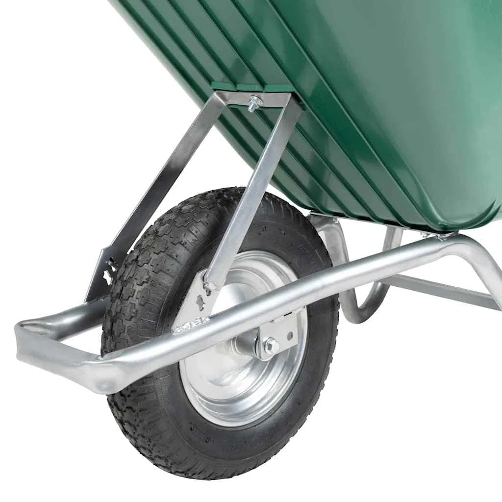 Brouette Vert 90 L 150 kg Acier galvanisé et Plastique, Chariot de Jardin, Brouette de Chantier