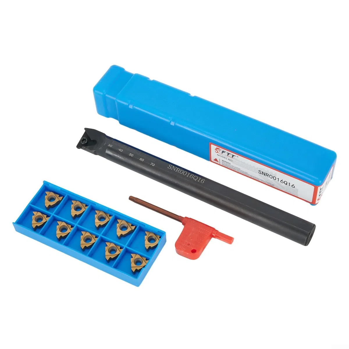SNR0016Q16 Porte-outil de tournage CNC pour filetage interne, tige de 16 mm, barre d'alésage droite avec 10 inserts en carbure 16IR AG60