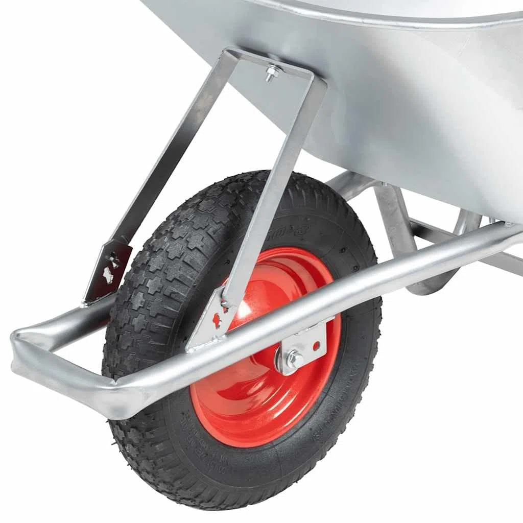 Brouette Chariot 90 L, 150 kg, Acier galvanisé et Plastique, Roue Pneu Gonflable, poignée Confortable, Transport Charge Lourd pour Jardin Potager Chantier extérieur maconnerie Outil Terre
