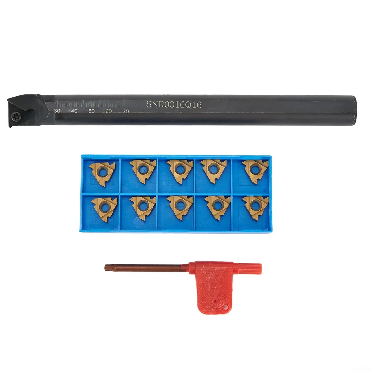 SNR0016Q16 Porte-outil de tournage CNC pour filetage interne, tige de 16 mm, barre d'alésage droite avec 10 inserts en carbure 16IR AG60