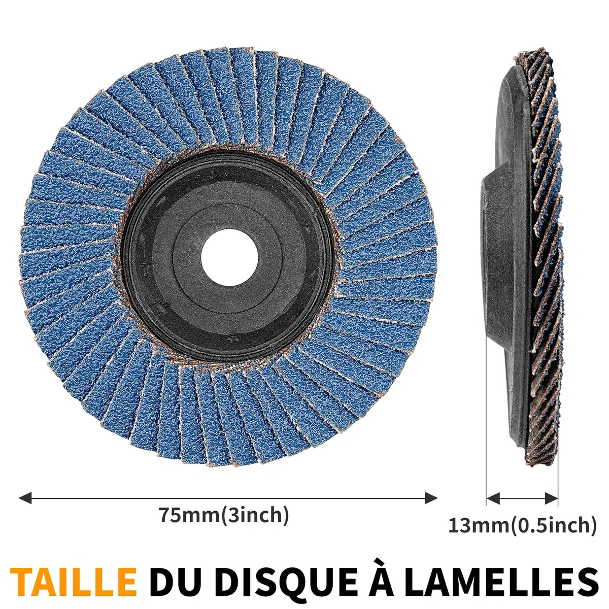 10 Pcs Disques à Lamelles, 75mm Disque 60 Grain Meuleuse Compartiments pour Meuleuse Convient à l'acier Inoxydable, Bois, Métal
