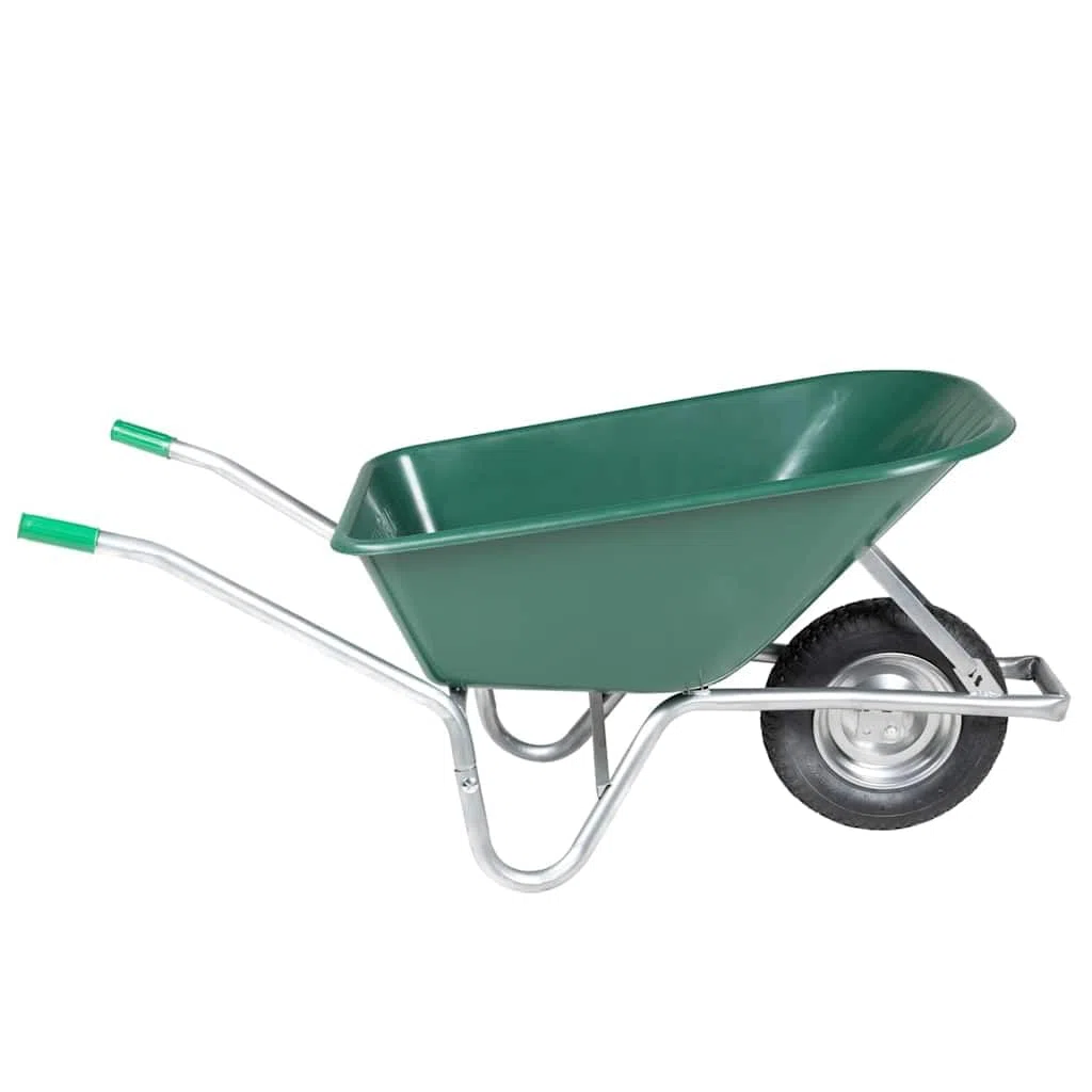 Brouette Vert 90 L 150 kg Acier galvanisé et Plastique, Chariot de Jardin, Brouette de Chantier