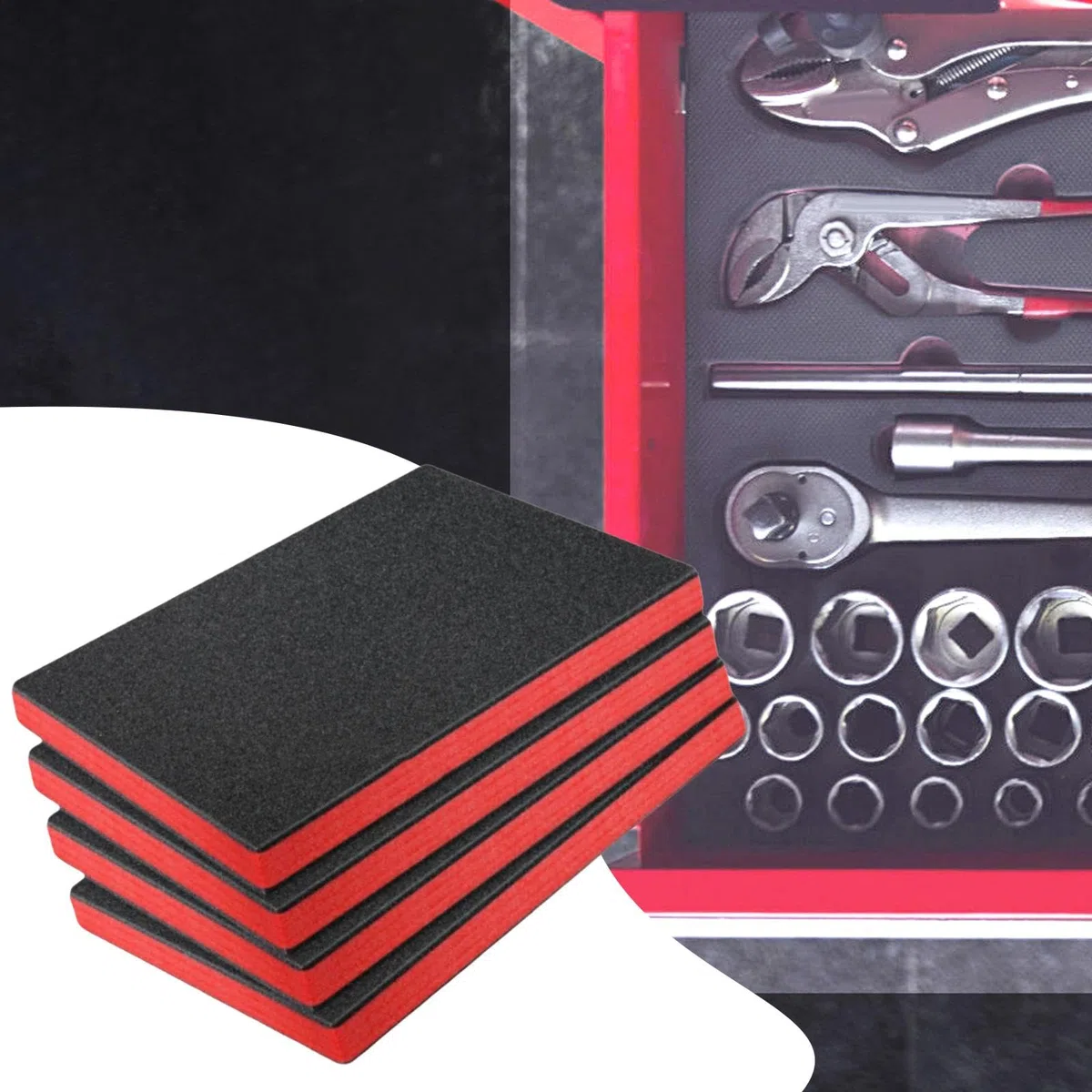 KESOTO 4 Pièces Inserts En Mousse pour Boîte à Outils Rembourrage de Caisse et Feuilles de Calage Amovibles En Mousse EPE pour Un Bon Amorti Des Chocs Appro, 56 Cm X 45.5 Cm X