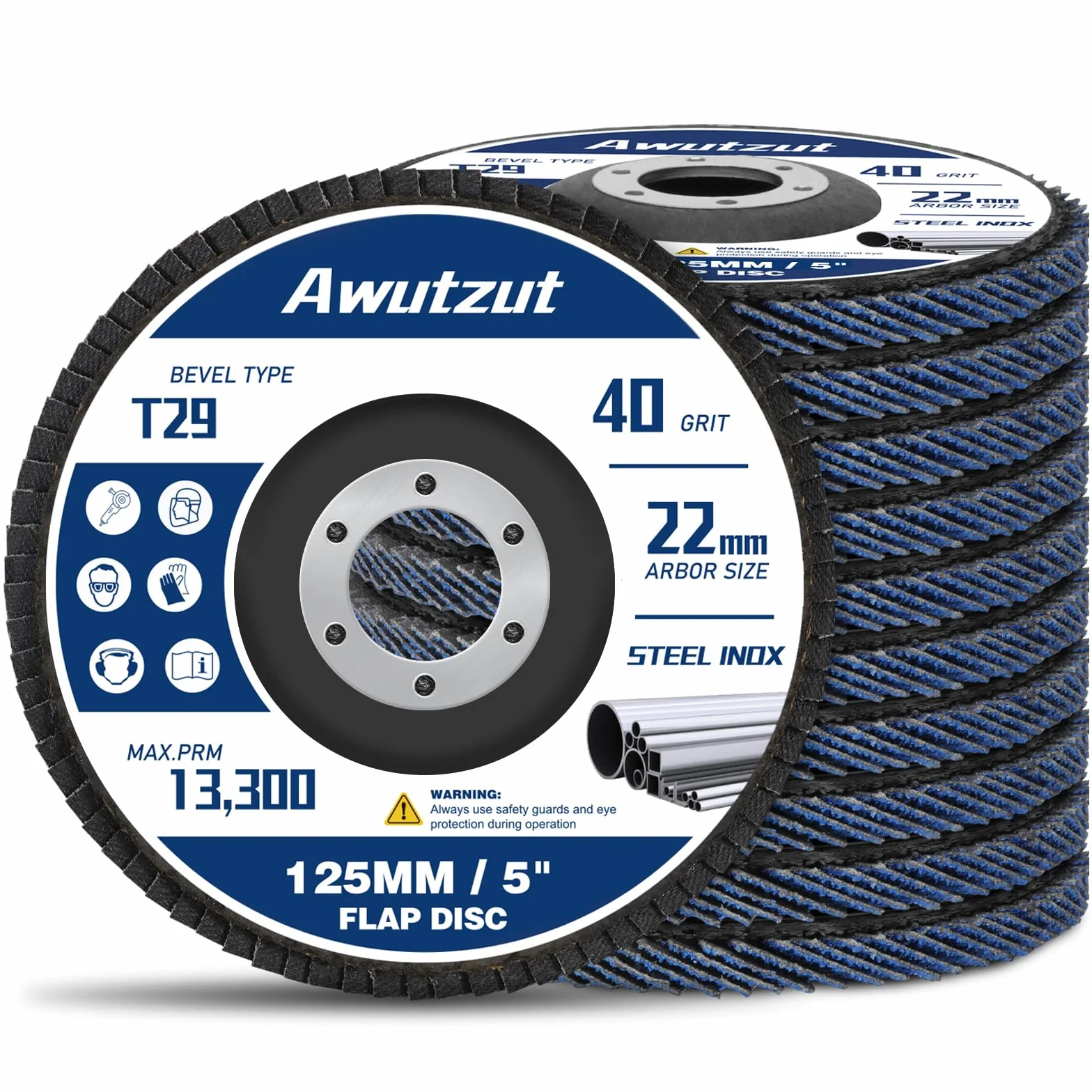 Disque Lamelles 125MM Abrasif Meuleuse Grain 40 pour Meuleuse d’angle 10PCS