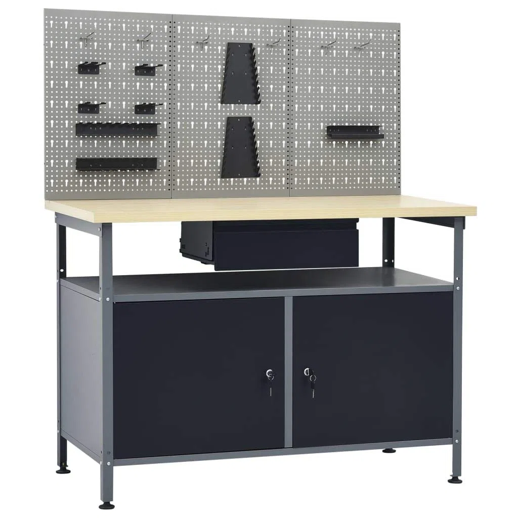 vidaXL Établi avec 3 Panneaux muraux