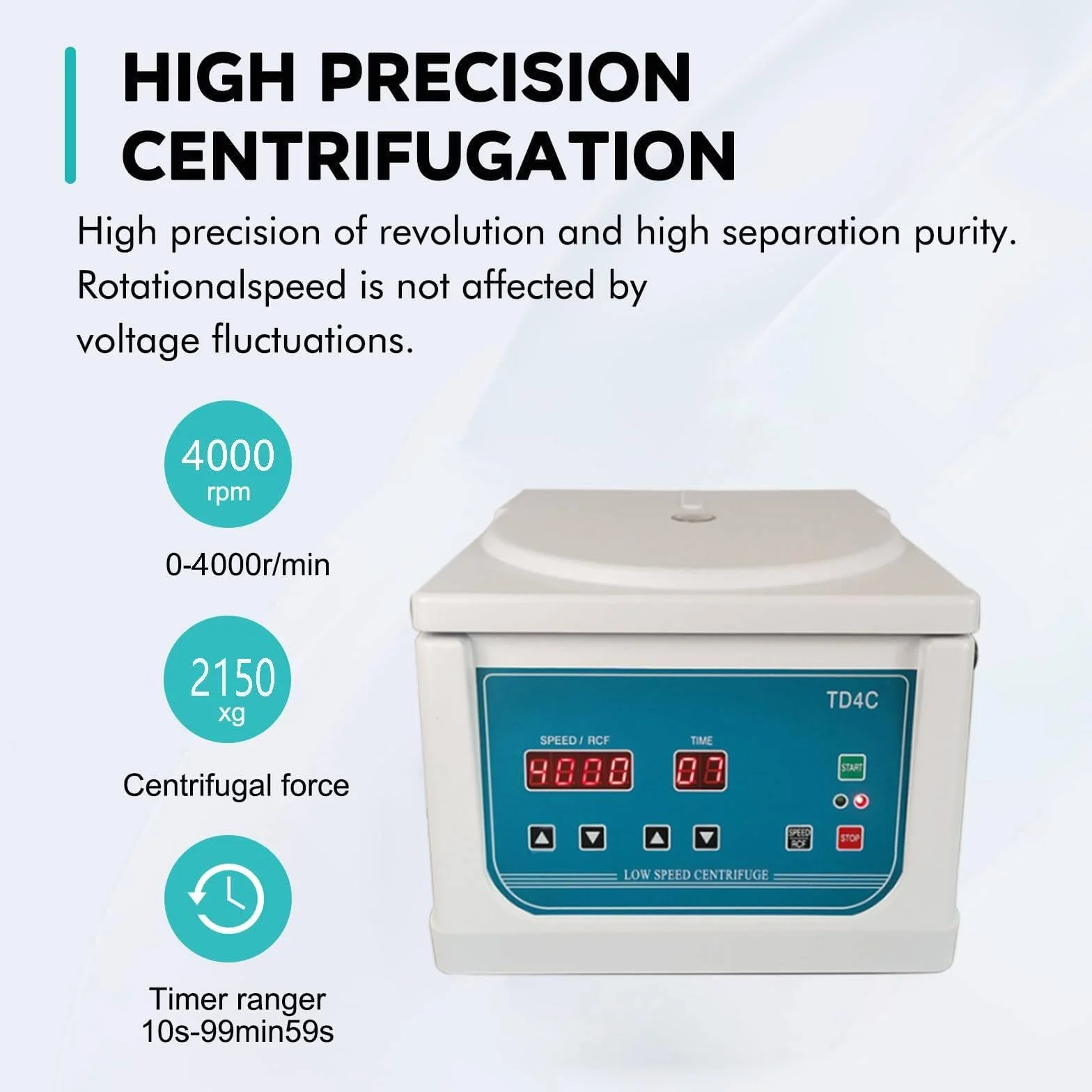 Centrifugeuse De Laboratoire, Professionnelle Centrifugeuse PRP Plasma avec 4000 RPM,Minuterie De 90 Min, Max 2150xg RCF pour La Pratique Médicale Sang/Sérum/Plasma/Graisse