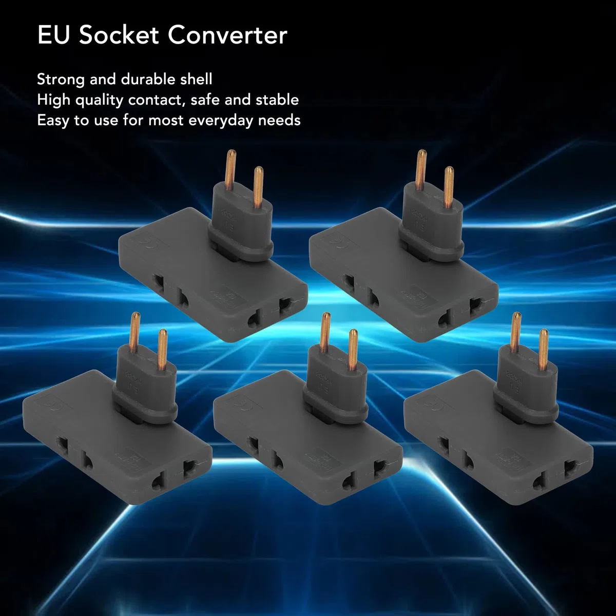 Lot de 5 Convertisseurs de Prise UE, 1500 W sans Fil, Extension à 180 Degrés, 1 à 3 Adaptateurs de Prise UE 110-250 V, Adaptateur de Prise de Courant, Convertisseur de Puissance
