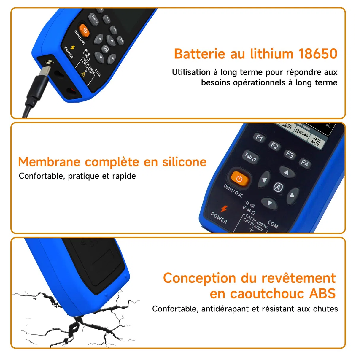 OWON pince ampèremétrique AC/DC avec fonction d'écriture et d'oscilloscope 3 en 1 pour véhicule électrique