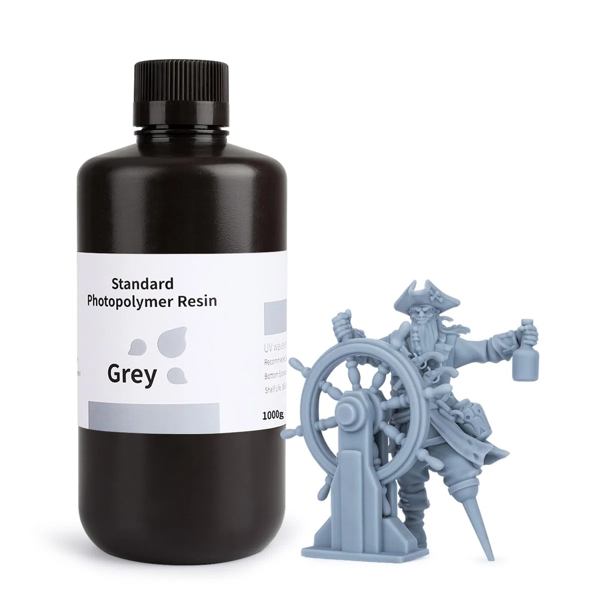 ELEGOO Résine Imprimante 3D LCD Résine Standard à Photopolymérisation UV de 405 nm Résine Photopolymère pour Impression 3D Gris 1000g