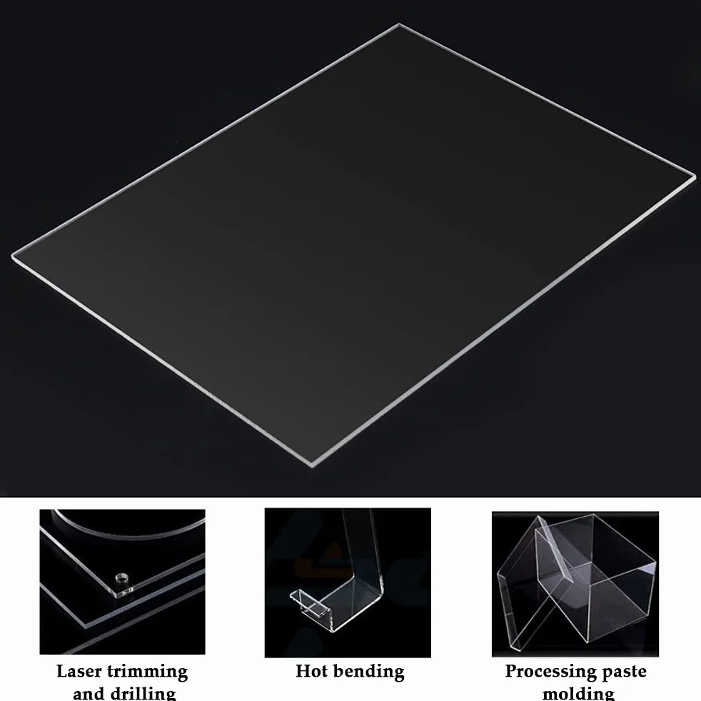 Lot de 2 feuilles transparentes en acrylique A3 (300 x 420 mm) 2 mm d'épaisseur pour projets de bricolage, boucliers de protection, signalisation