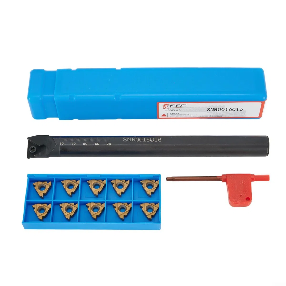 SNR0016Q16 Porte-outil de tournage CNC pour filetage interne, tige de 16 mm, barre d'alésage droite avec 10 inserts en carbure 16IR AG60