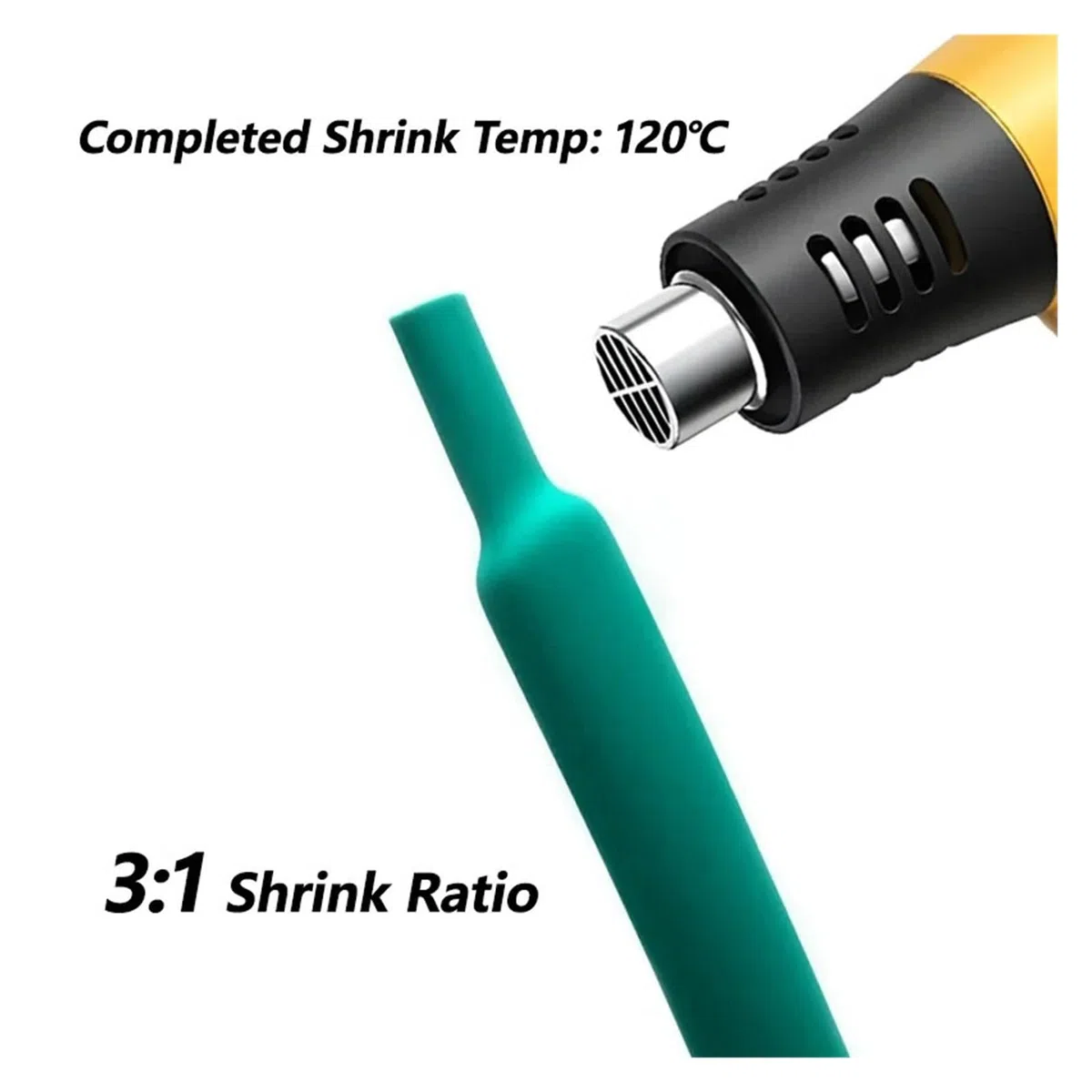 Gaine thermorétractable 3:1 verte avec colle - Double paroi - 1,6 à 39 mm de diamètre - Isolée - Polyoléfine - 19,1 mm - 8 m
