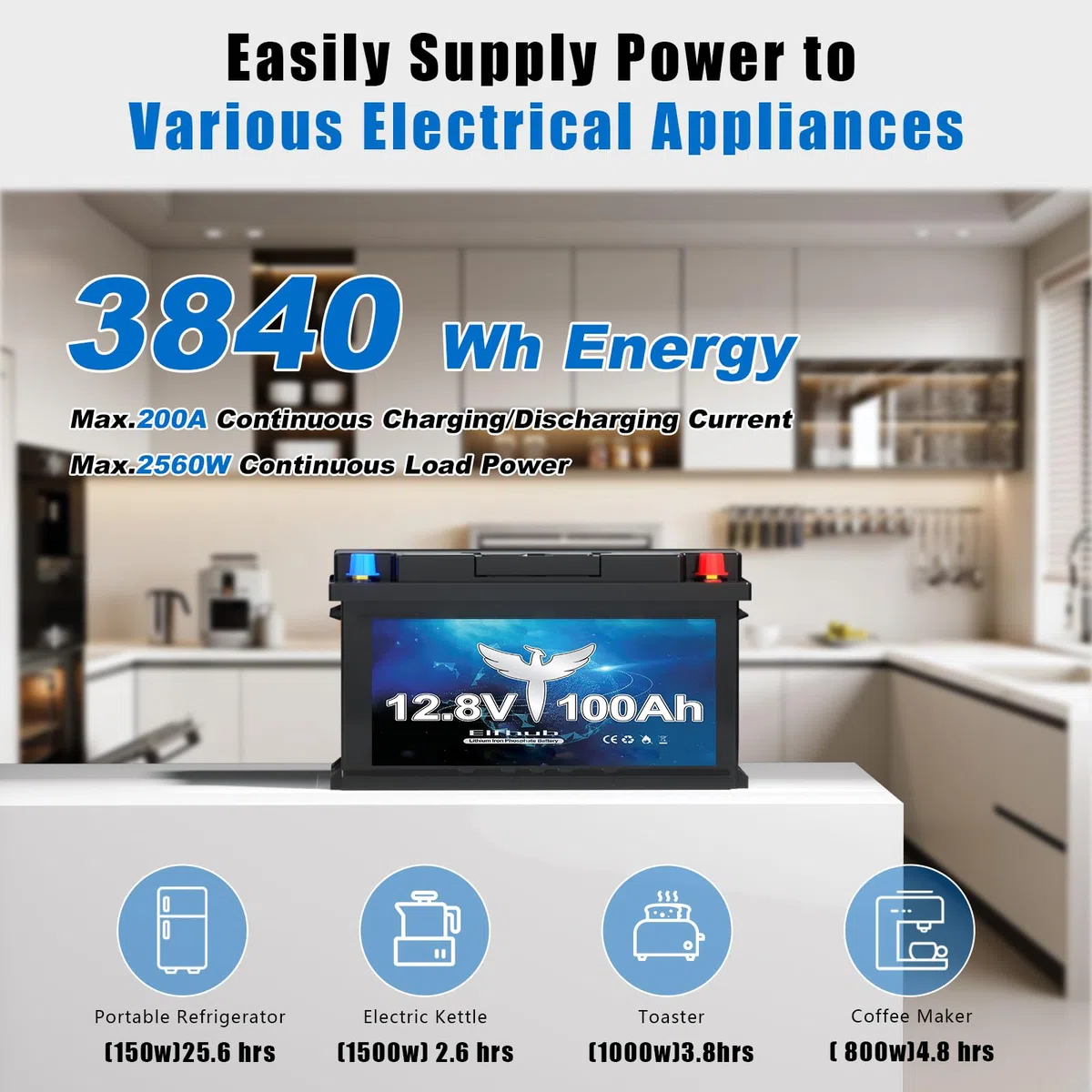 LiFePO4 Batterie de voiture 12 V 100 Ah Bluetooth 100 A BMS Plus de 5000 fois cycle profond Batterie au lithium 1280 W Protection d'arrêt à basse température pour camping-car, camping, bateau,