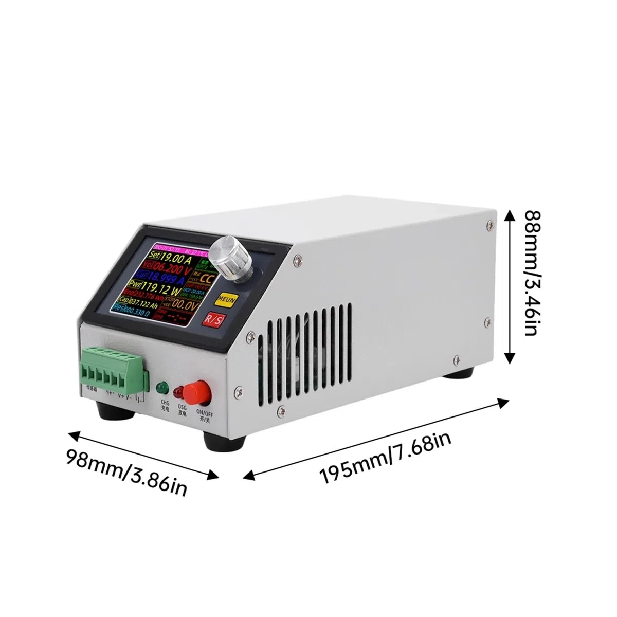 Testeur de charge électronique à commande numérique CC 12 V 1 A, écran couleur 2,4 pouces, courant constant, tension 0 150, 20 A, W Mesure de résistance