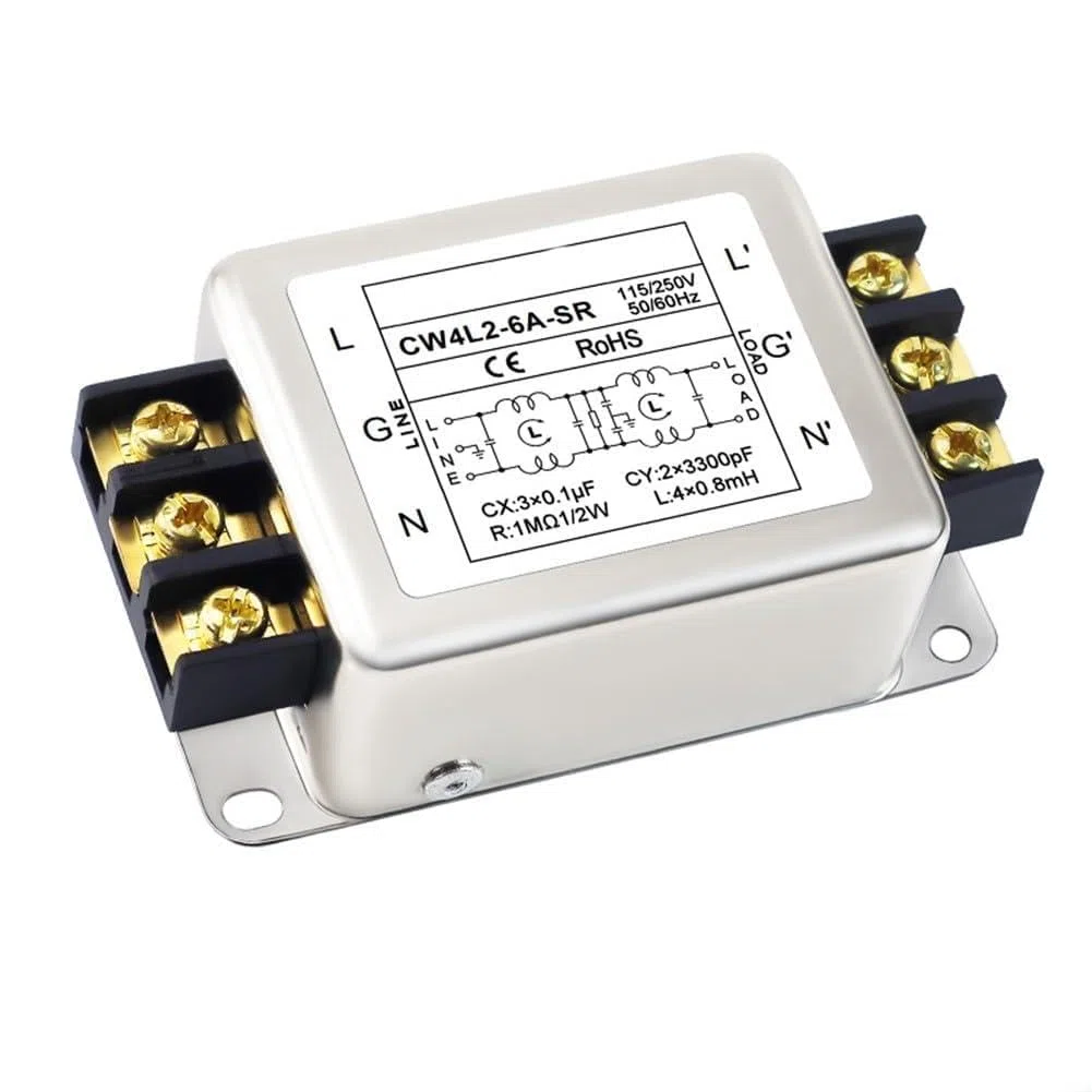 FACAIIO Filtre d'alimentation monophasé à 2 étapes CW4L2, 3A6A10A20A anti-interférences pour suppresseur de bruit EMI RFI, coque en alliage 250 V