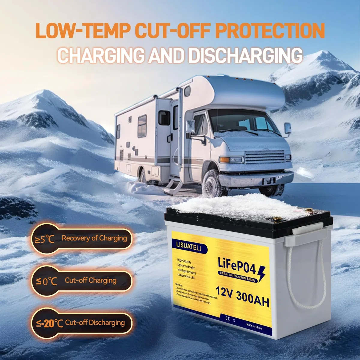 Batterie LiFePO4 12 V 300 Ah intégrée 200 A BMS 15 000 + cycles Deep Cycle Lithium Batterie MAX 3840 W Puissance prise en charge en série/commutation parallèle Parfait pour solaire, camping-car, hors