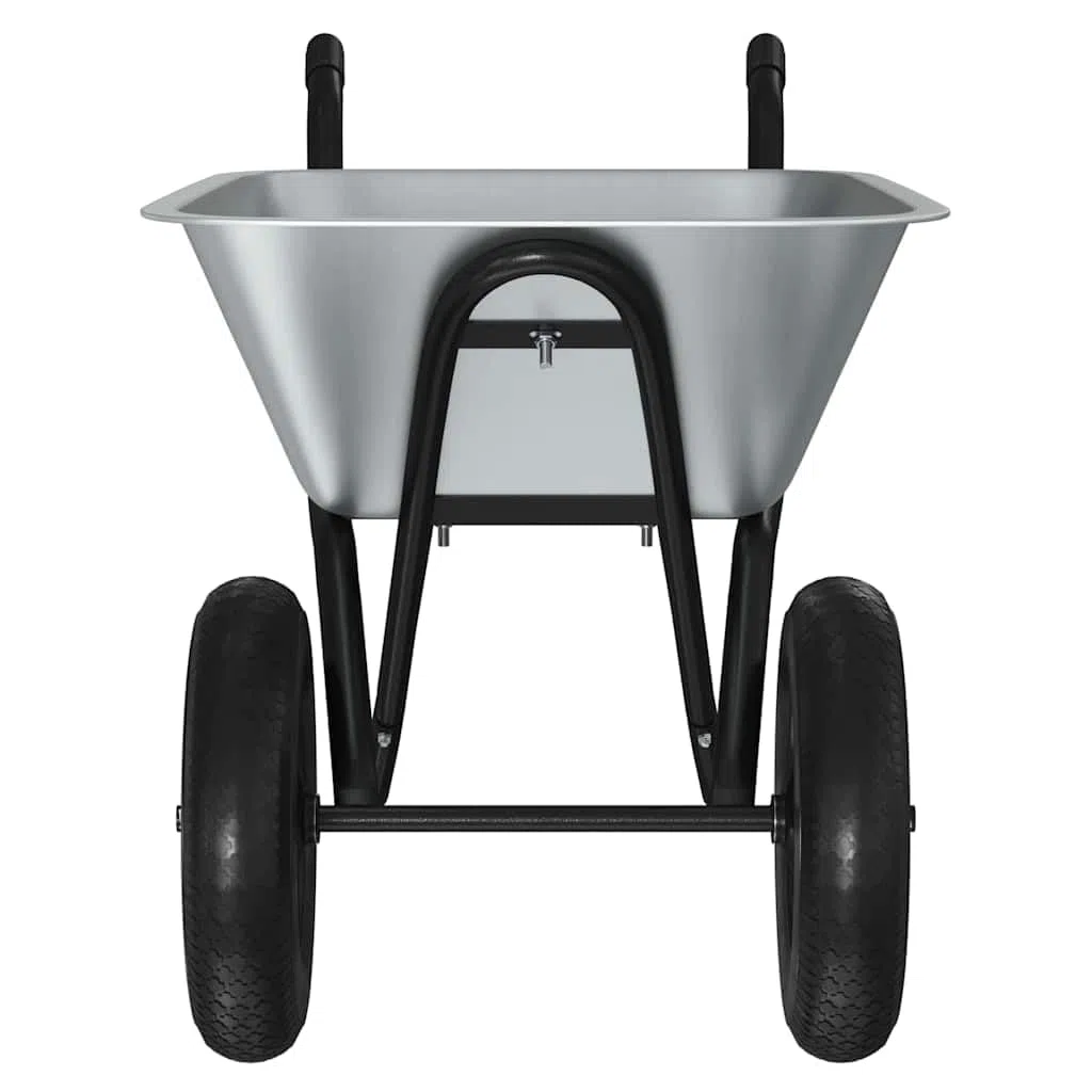 Brouette en acier argenté et noir 137 x 60 x 65,5 cm - Diable de jardin - Diable de transport - Brouette de chantier pour jardinage, terre, compost, gravier et bois en extérieur