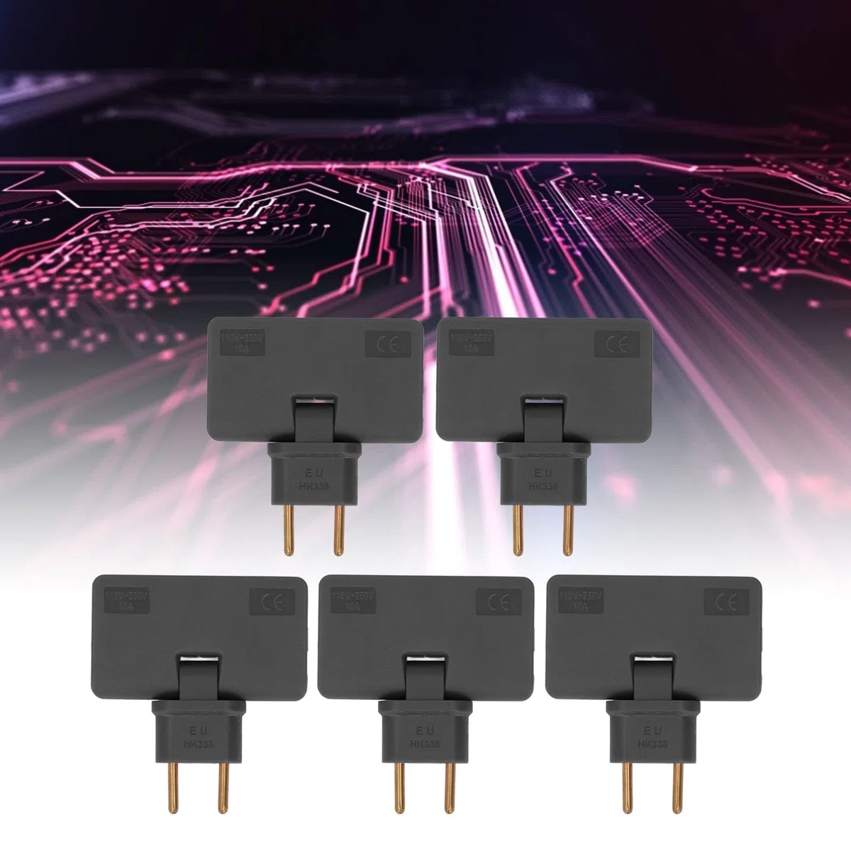 Lot de 5 Convertisseurs de Prise UE, 1500 W sans Fil, Extension à 180 Degrés, 1 à 3 Adaptateurs de Prise UE 110-250 V, Adaptateur de Prise de Courant, Convertisseur de Puissance