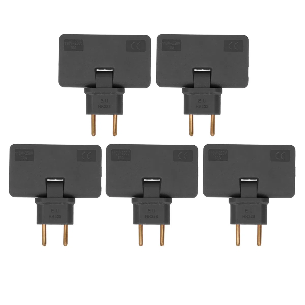 Lot de 5 Convertisseurs de Prise UE, 1500 W sans Fil, Extension à 180 Degrés, 1 à 3 Adaptateurs de Prise UE 110-250 V, Adaptateur de Prise de Courant, Convertisseur de Puissance