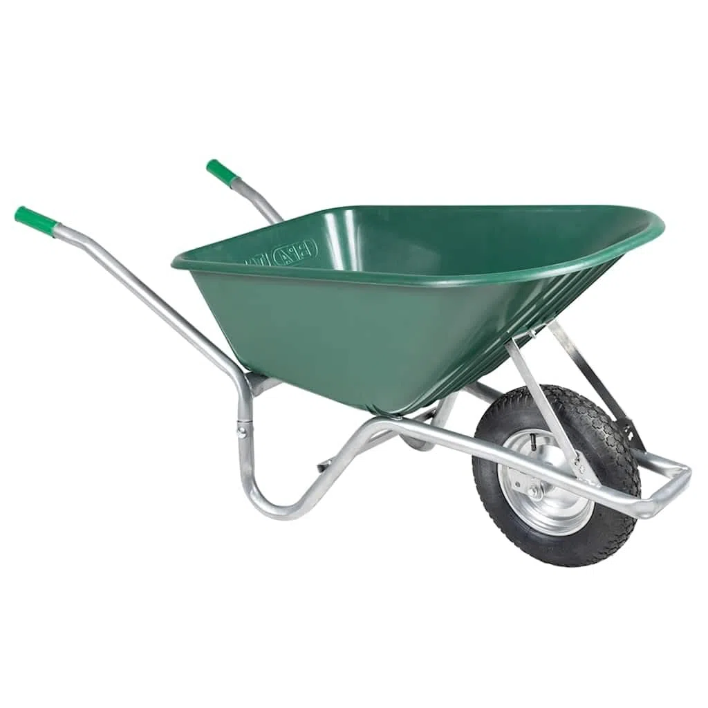 Brouette Vert 90 L 150 kg Acier galvanisé et Plastique, Chariot de Jardin, Brouette de Chantier