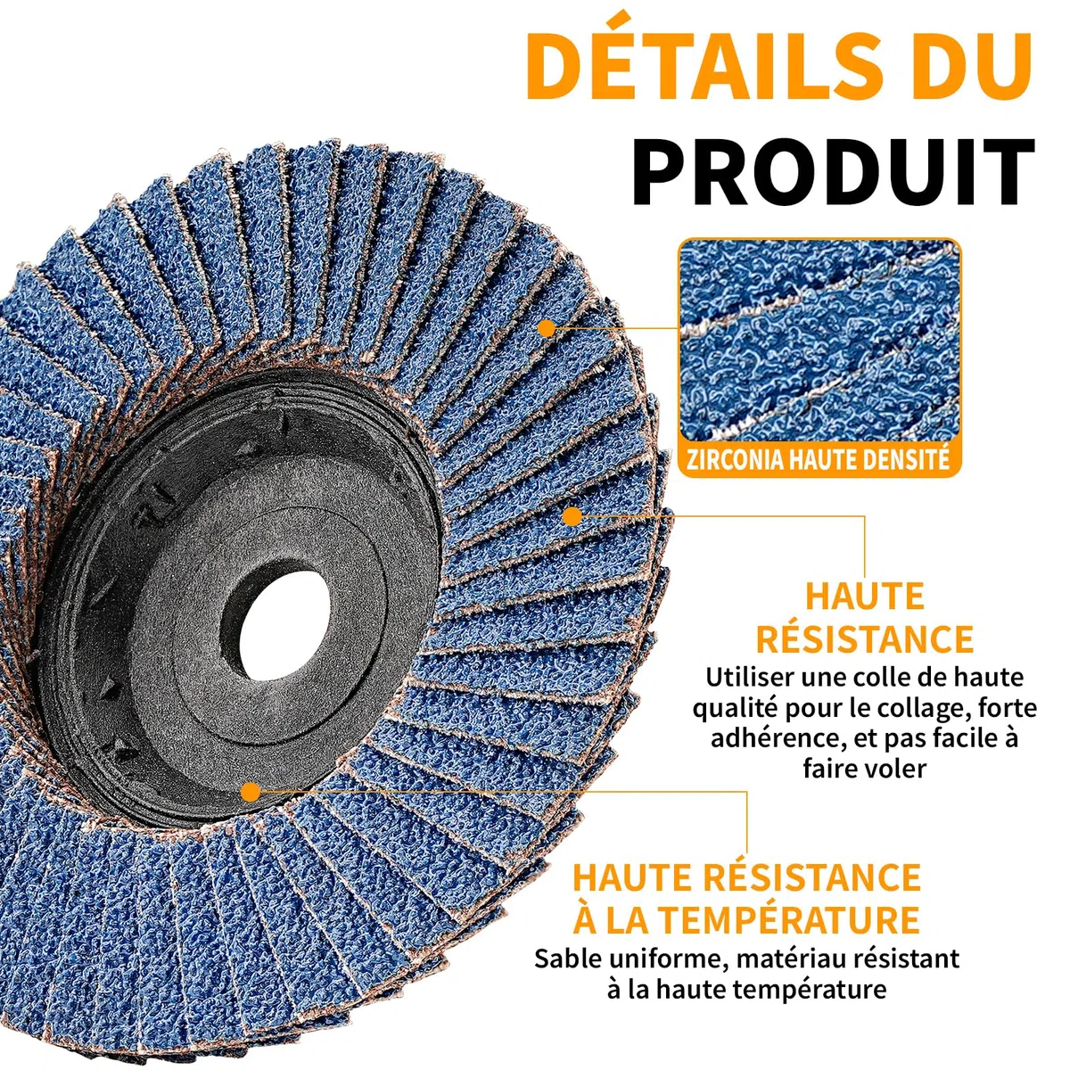 10 Pcs Disques à Lamelles, 75mm Disque 60 Grain Meuleuse Compartiments pour Meuleuse Convient à l'acier Inoxydable, Bois, Métal