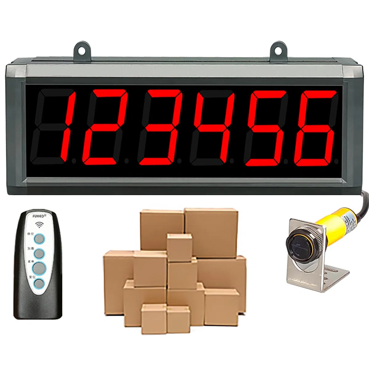 Compteur électronique, totalisateur numérique, détection de 30 m, affichage LED à 6 chiffres, compte jusqu'à 999999, pour bandes transporteuses